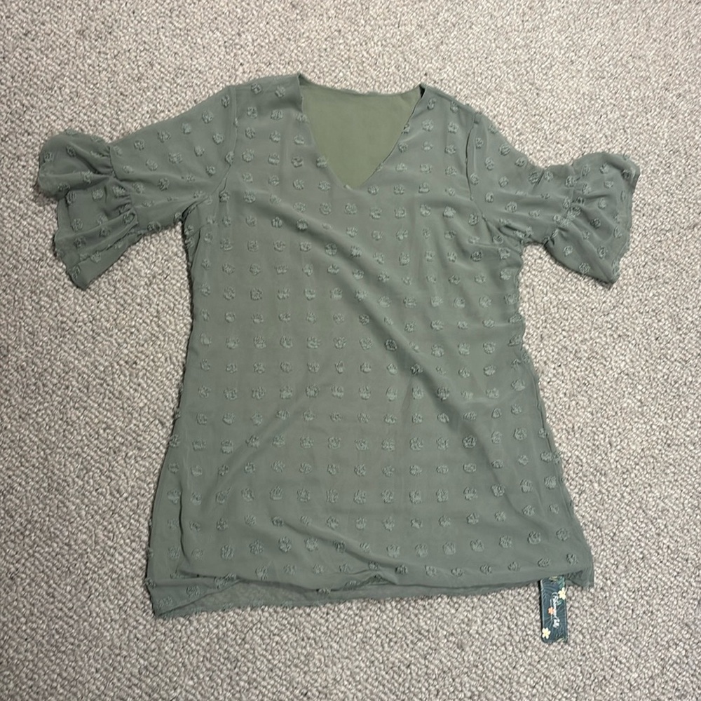 Sea moss green flowy mid sleeve dresss